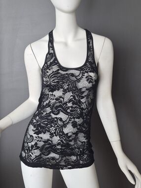 Black Lace Sheer Racerback Top